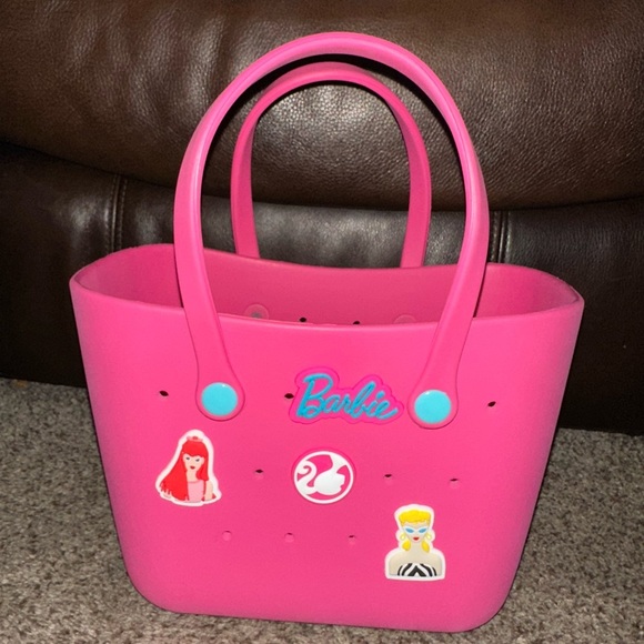 Kids Barbie Pink Tote with Decorative Patches - Picture 1 of 6